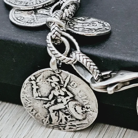 Silpada Sterling Silver Roman Coin Cha Cha Bracelet B1624
